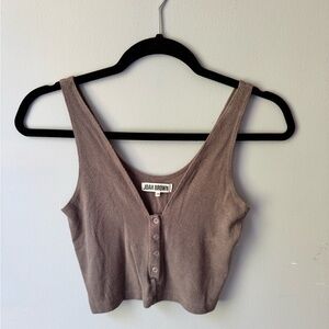 Joah Brown Women's Brown Buttoned Crop Top